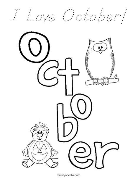I Love October! Coloring Page