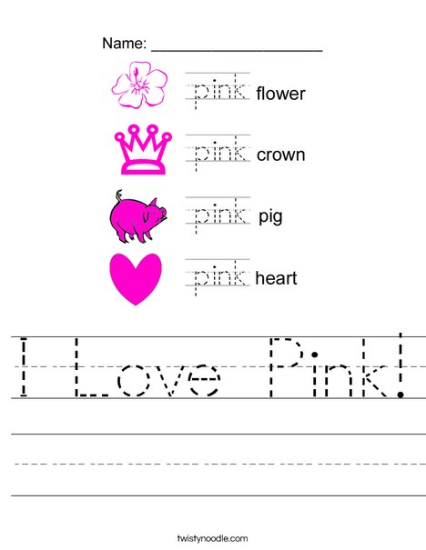 I Love Pink Worksheet