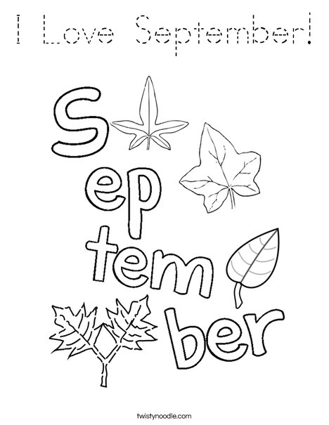 I Love September! Coloring Page