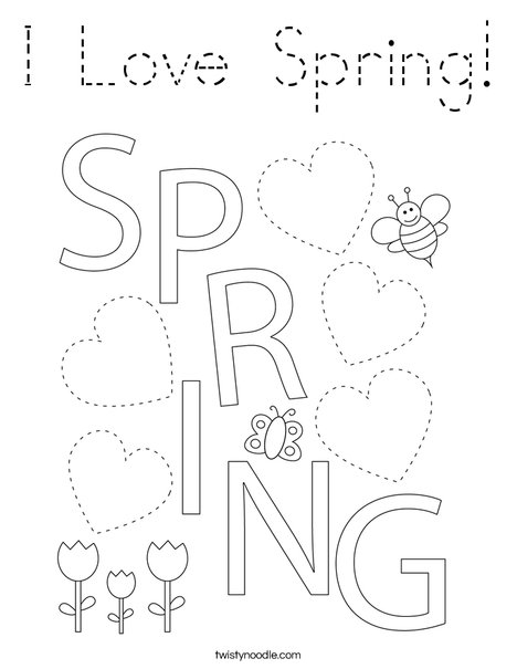 I Love Spring Coloring Page