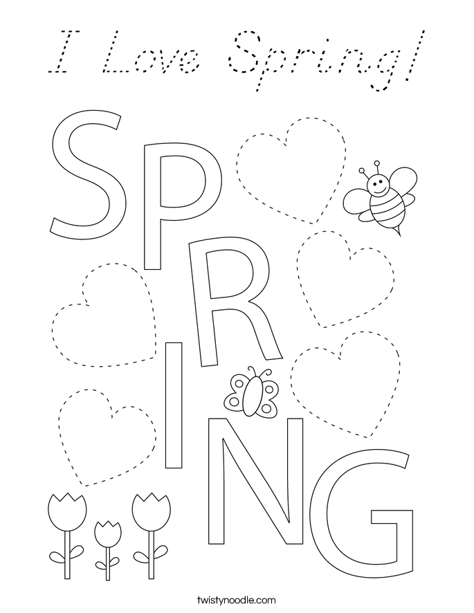 I Love Spring! Coloring Page