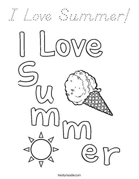 I Love Summer! Coloring Page