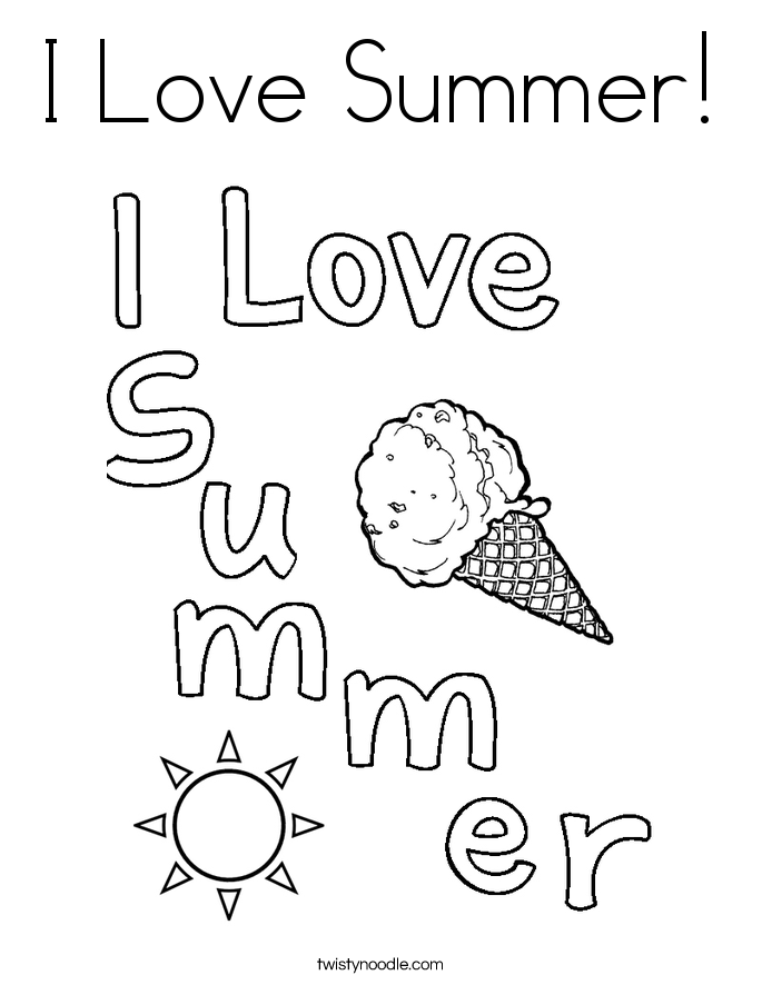 I Love Summer! Coloring Page