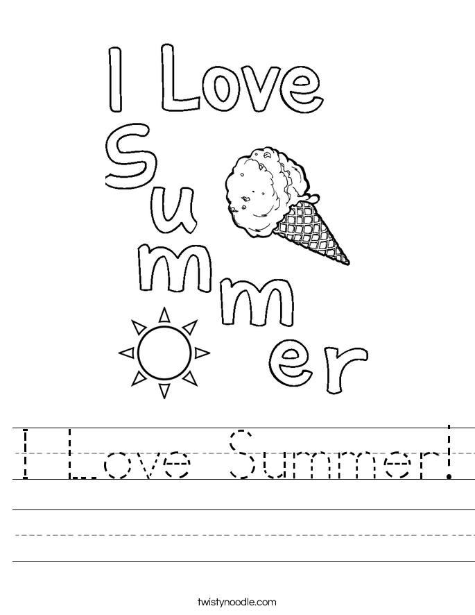 i love summer worksheet twisty noodle