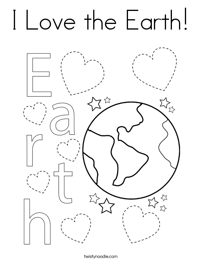 I Love the Earth! Coloring Page