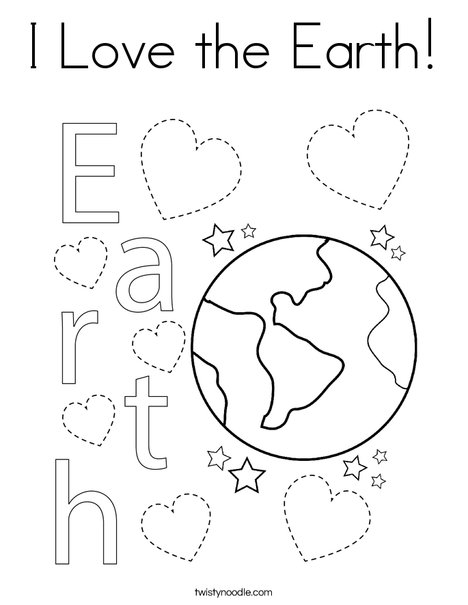 I Love the Earth! Coloring Page