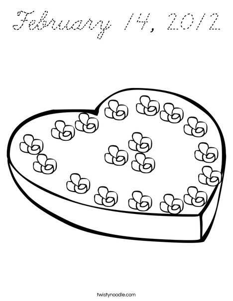 Heart Box of Candy Coloring Page