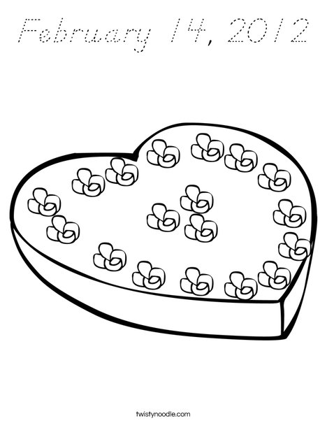 Heart Box of Candy Coloring Page