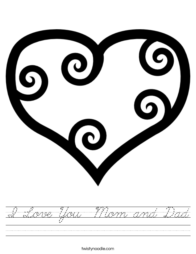 I Love You  Mom and Dad Worksheet