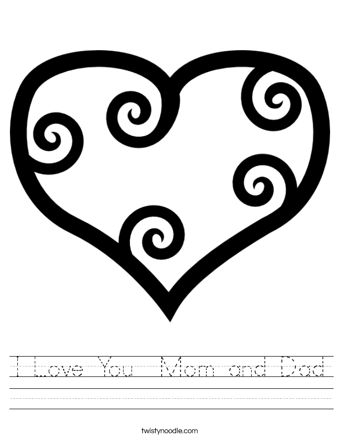 I Love You  Mom and Dad Worksheet