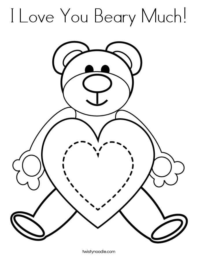 I Love You Beary Much Coloring Page - Twisty Noodle