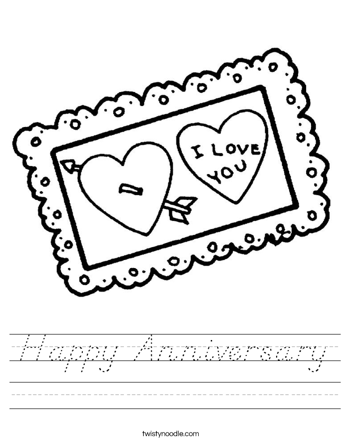 Happy Anniversary Worksheet