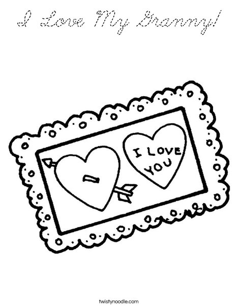 I love You Postcard Coloring Page