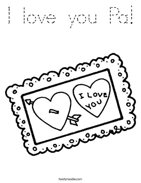 I love You Postcard Coloring Page