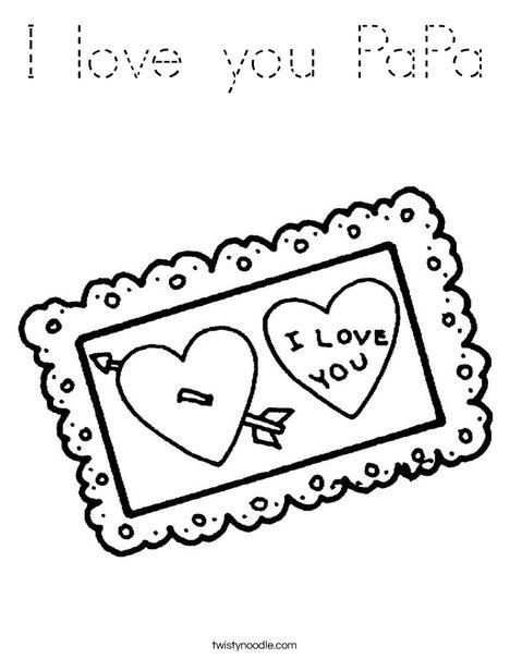 I love You Postcard Coloring Page