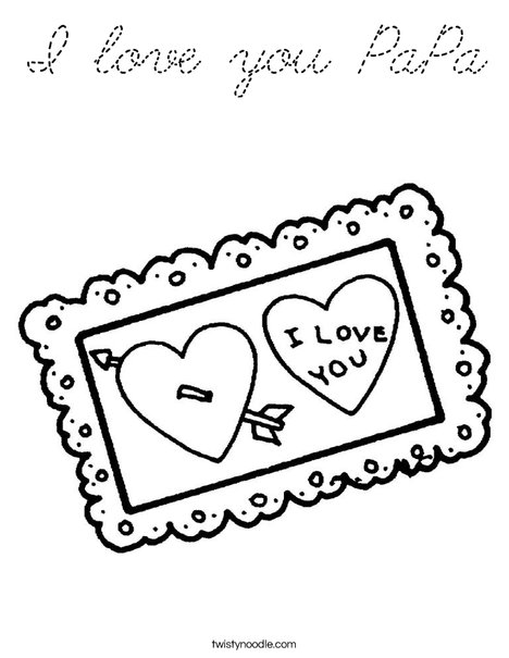 I love You Postcard Coloring Page