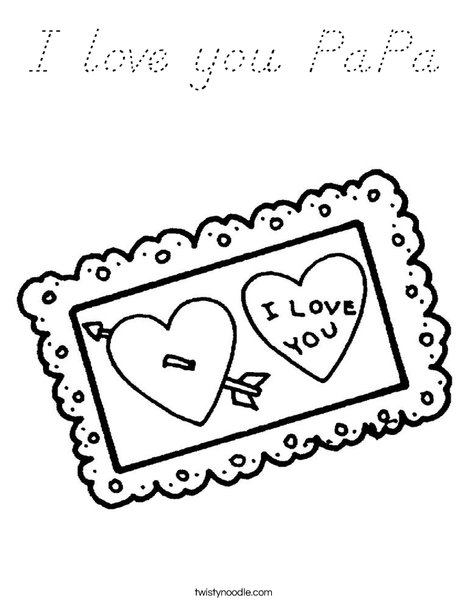 I love You Postcard Coloring Page