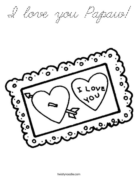 I love You Postcard Coloring Page