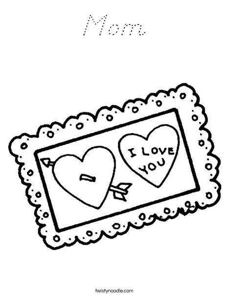 I love You Postcard Coloring Page