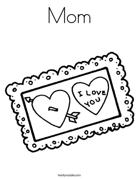 I love You Postcard Coloring Page