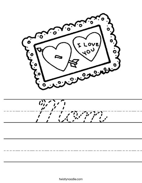 I love You Postcard Worksheet