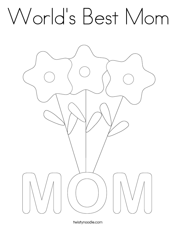 World's Best Mom Coloring Page - Twisty Noodle