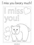 I miss you beary much! Coloring Page