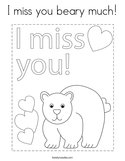 I miss you beary much Coloring Page