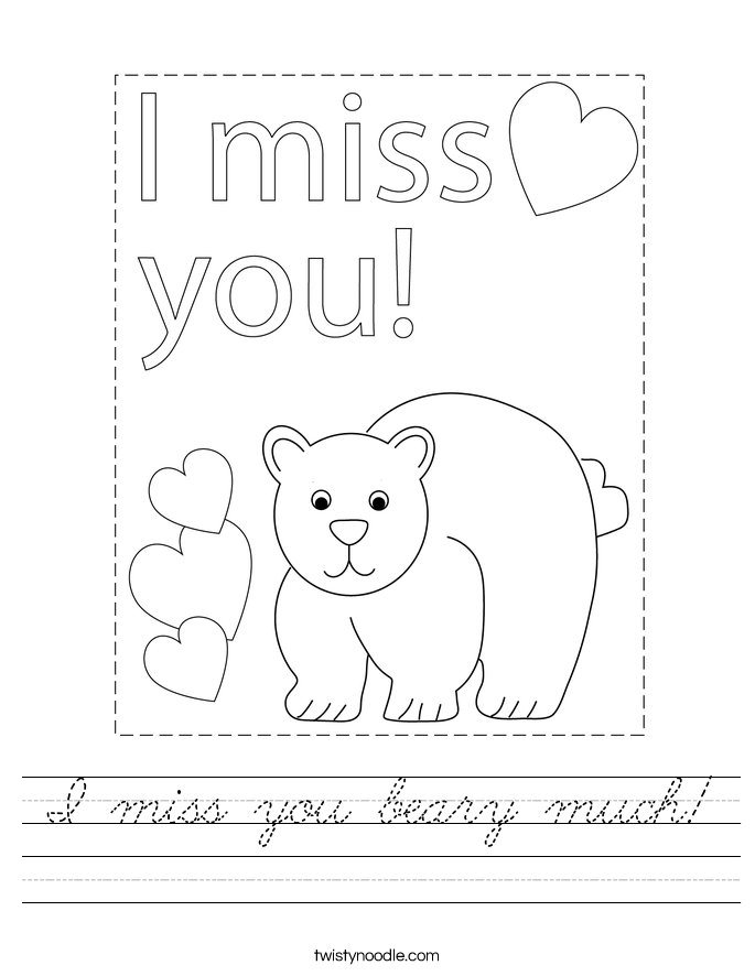 I miss you beary much! Worksheet