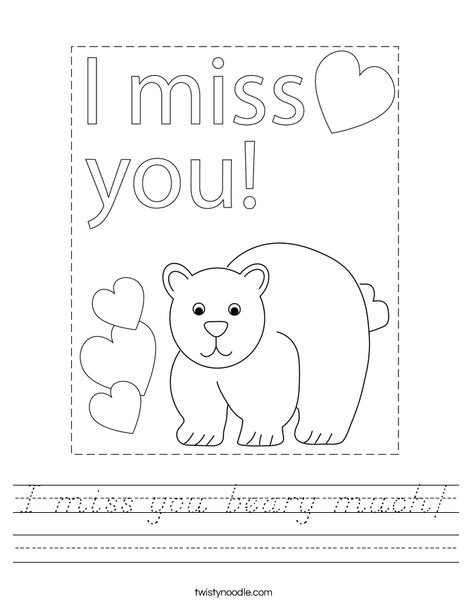 I miss you beary much! Worksheet