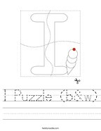 I Puzzle (b&w) Handwriting Sheet