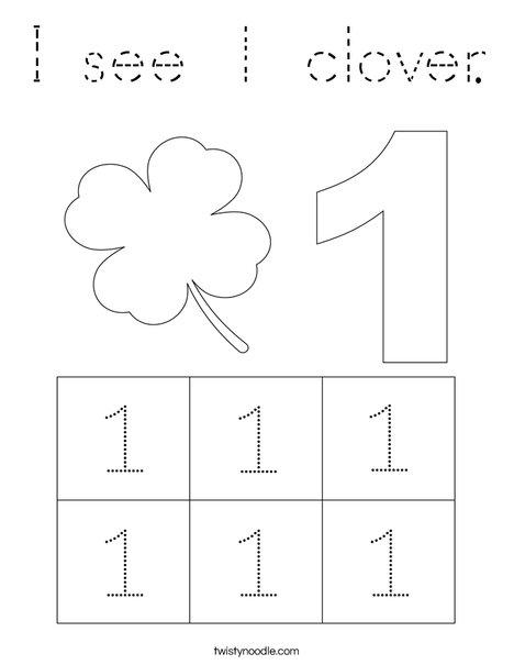I see 1 clover.  Coloring Page