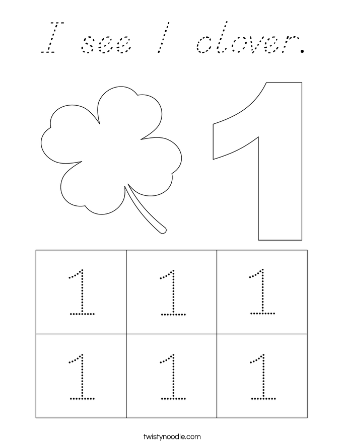 I see 1 clover. Coloring Page