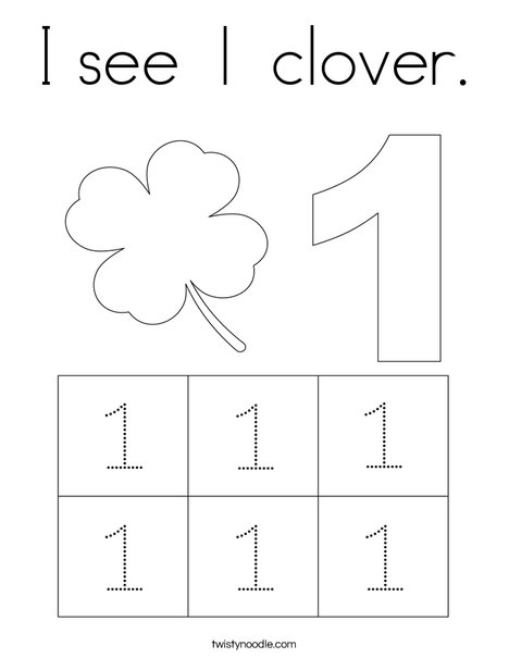I see 1 clover.  Coloring Page