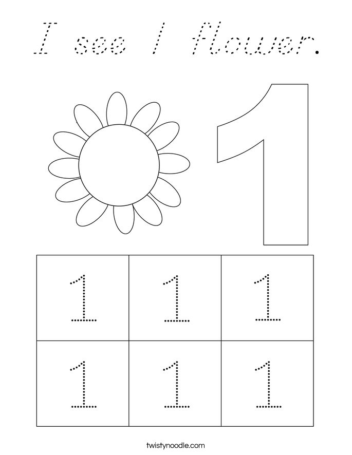 I see 1 flower. Coloring Page