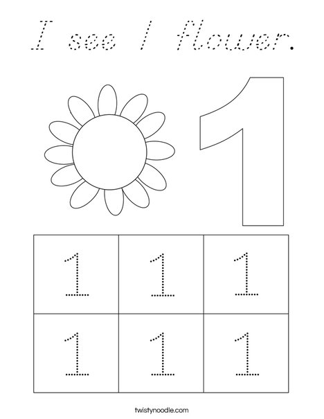 I see 1 flower. Coloring Page