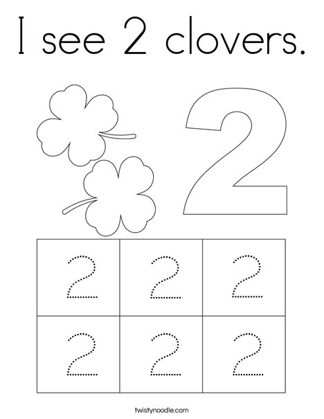 I see 2 clovers. Coloring Page
