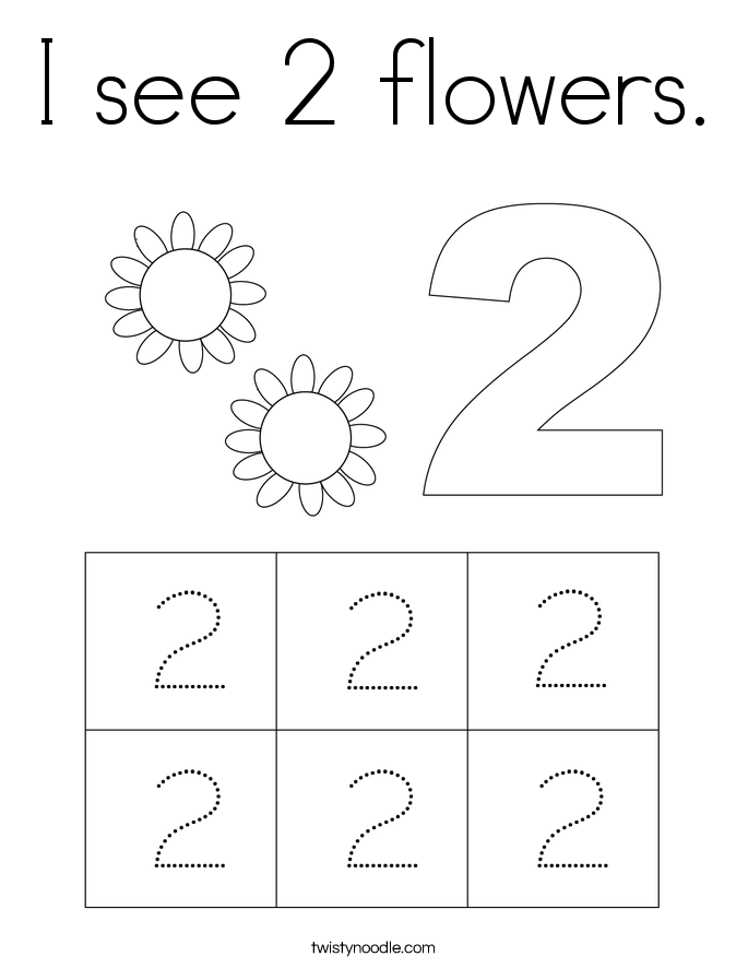 I see 2 flowers. Coloring Page