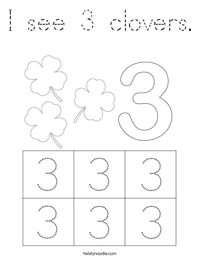 I see 3 clovers. Coloring Page