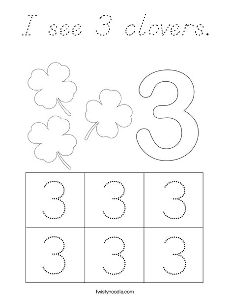 I see 3 clovers. Coloring Page