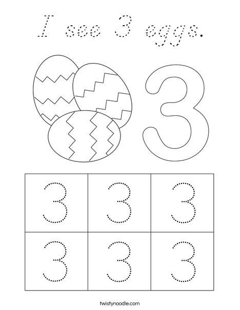 I see 3 eggs. Coloring Page