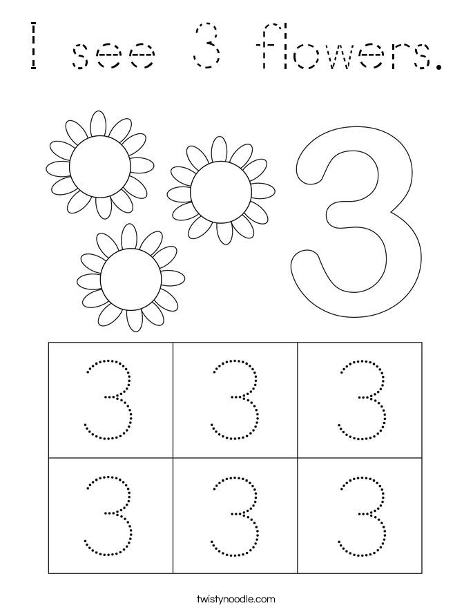 I see 3 flowers. Coloring Page