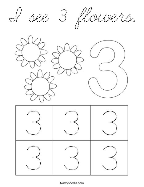 I see 3 flowers. Coloring Page