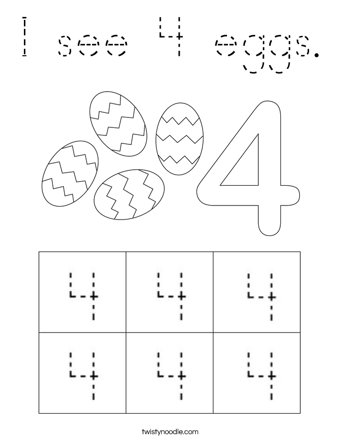I see 4 eggs. Coloring Page