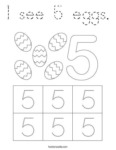 I see 5 eggs. Coloring Page