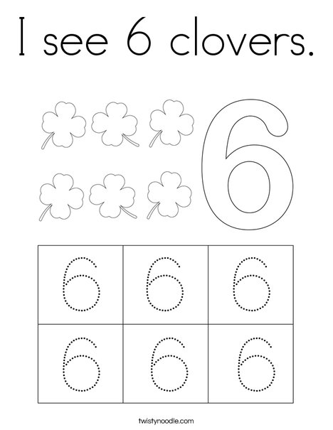 I see 6 clovers. Coloring Page