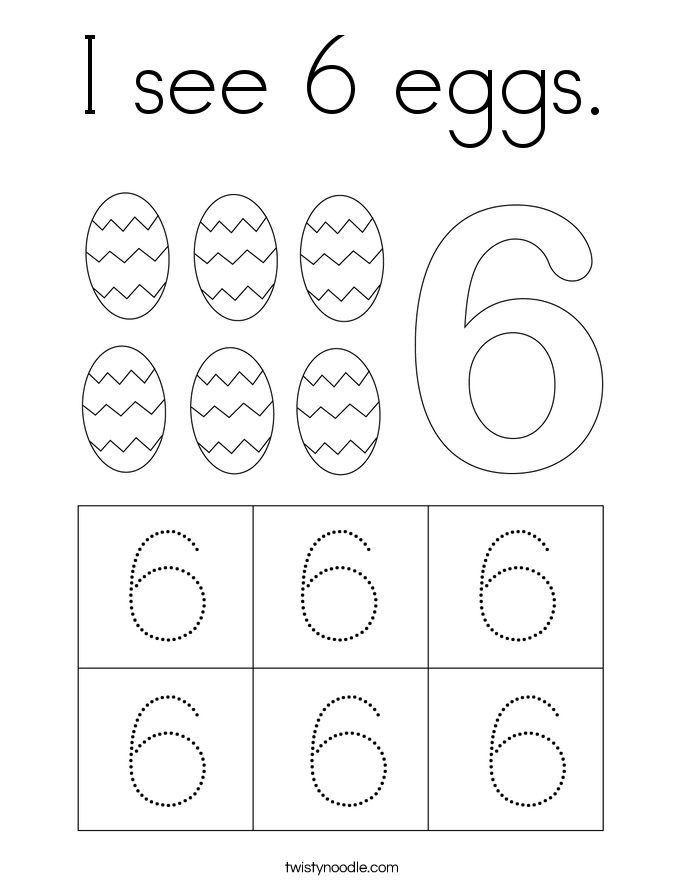 I see 6 eggs. Coloring Page