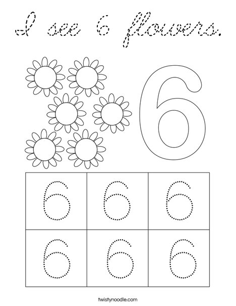I see 6 flowers. Coloring Page