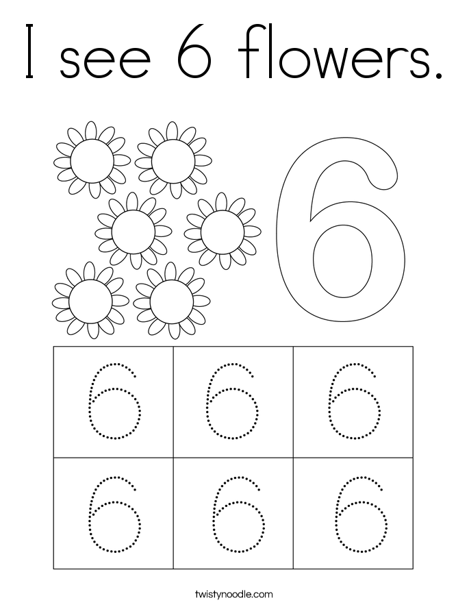 I see 6 flowers. Coloring Page