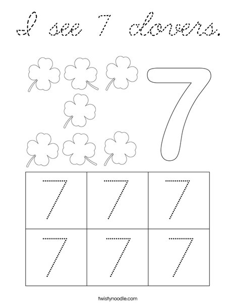 I see 7 clovers. Coloring Page